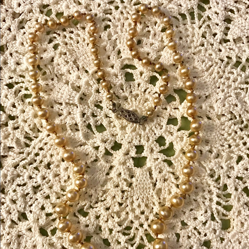 Vintage Faux Gold Pearl Necklace
